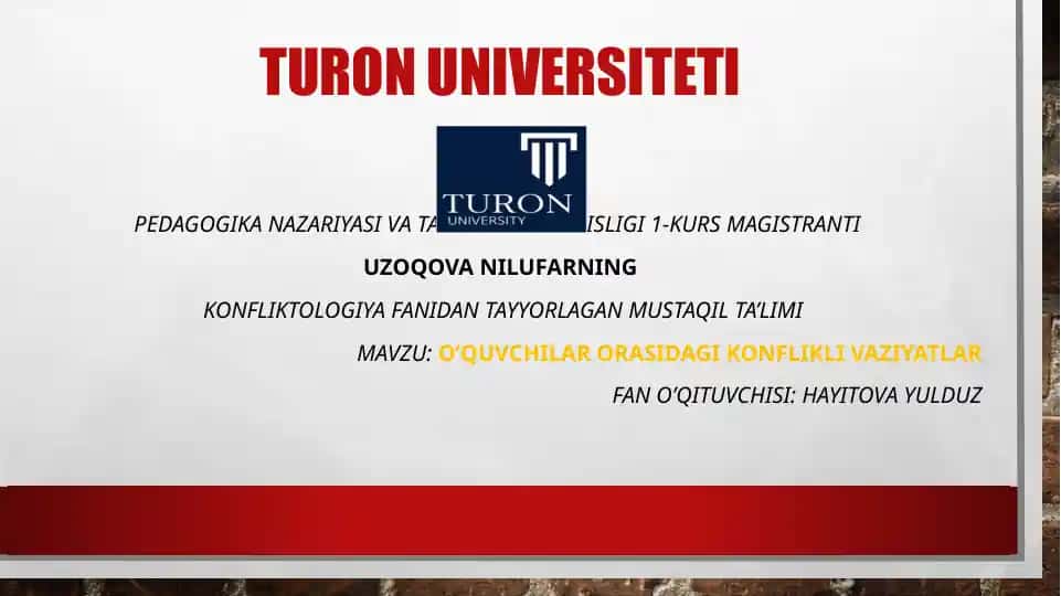 Konfliktologiya Fanidan Mustaqil Ta’lim