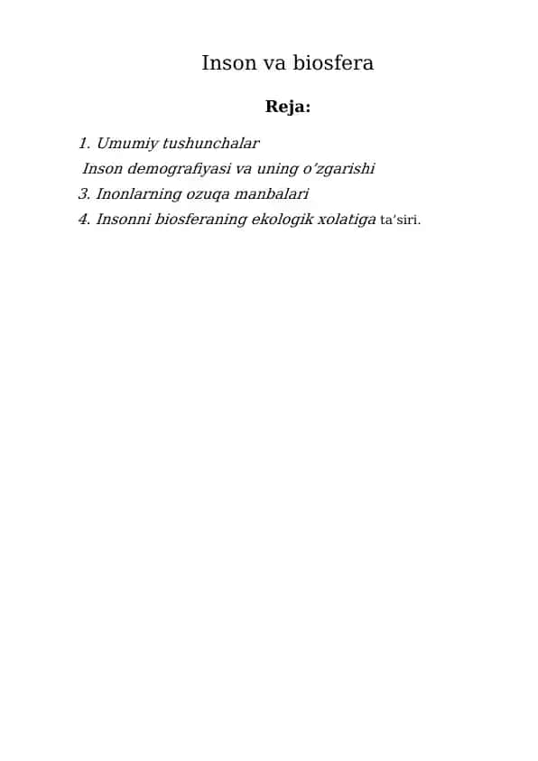 Inson va biosfera