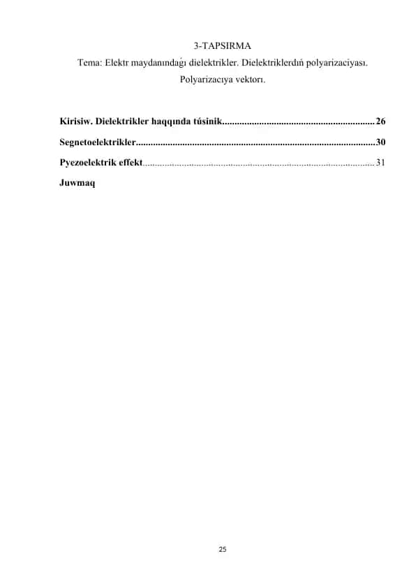 Dielektrikler haqida Tushunish