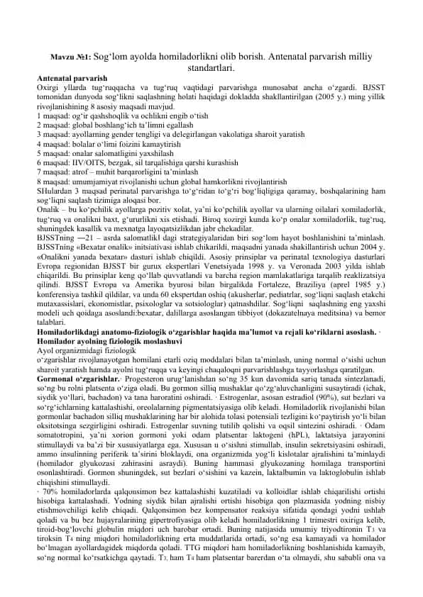 Antenatal parvarish