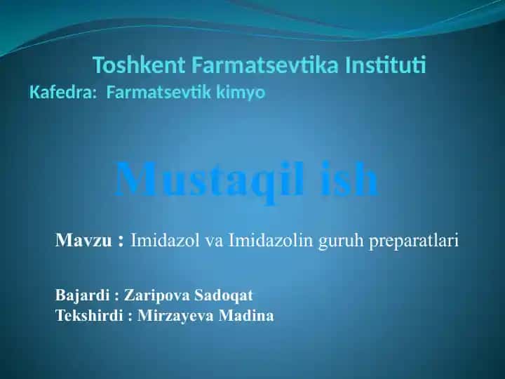 Imidazol va Imidazol inguruh preparatlari