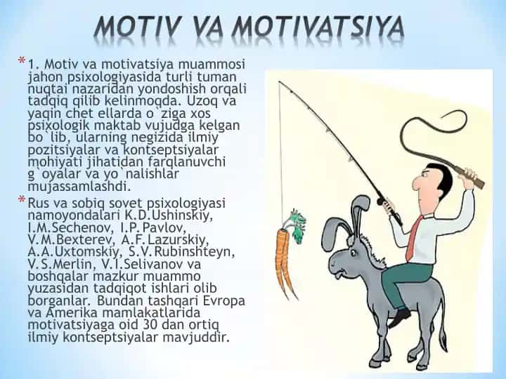 Motiv va motivatsiya muammosi jahon psixologiyasida