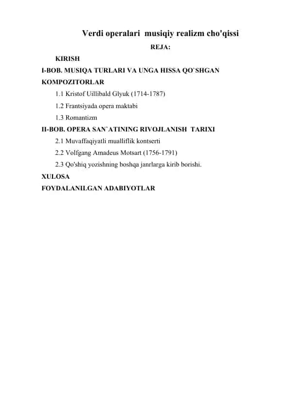 Verdi operalari musiqiy realizm cho'qissi