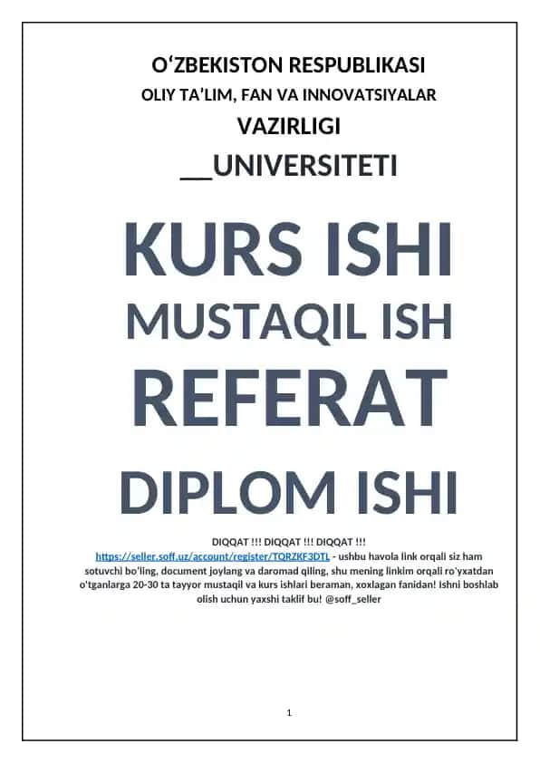 "Karapuzik" MChJ ulgurji savdo bo‘limi uchun axborot tizimi