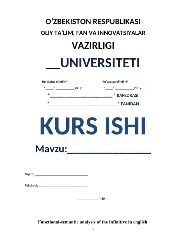 Functional-Semantic Analysis of the Infinitive in English