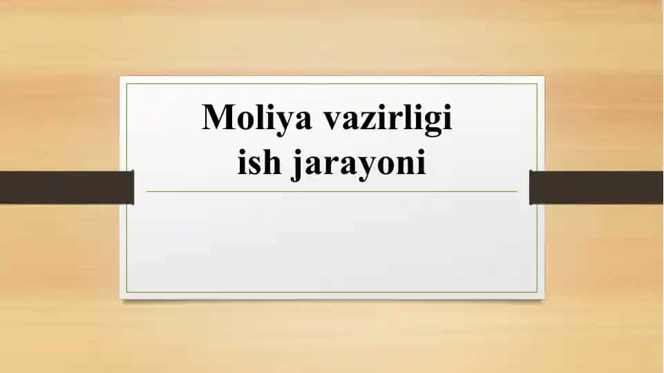 Moliya vazirligi ish jarayoni