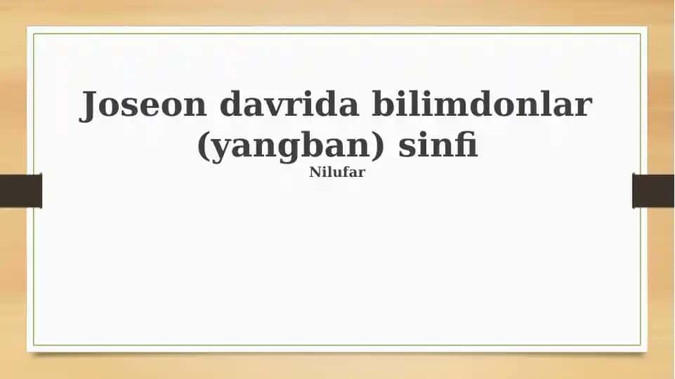 Joseon davrida bilimdonlar (yangban) sinfi