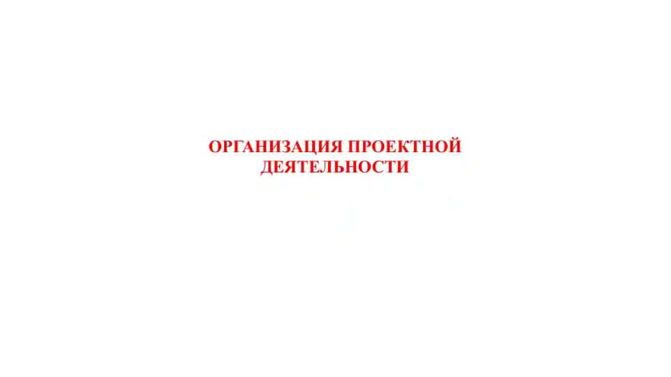 Организация проектной деятельности