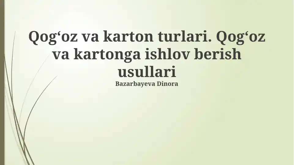 Qog'oz va karton turlari