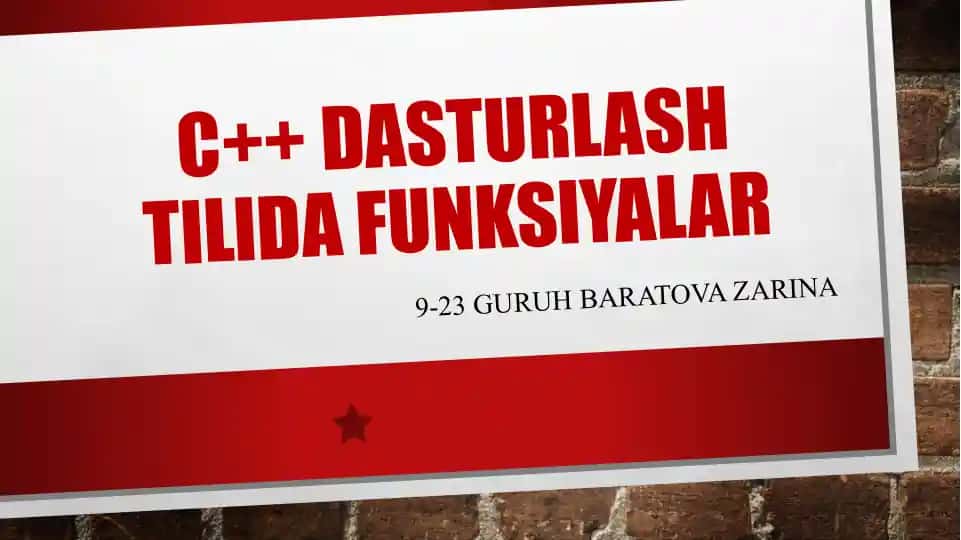 C++ dasturlash tilida funksiyalar