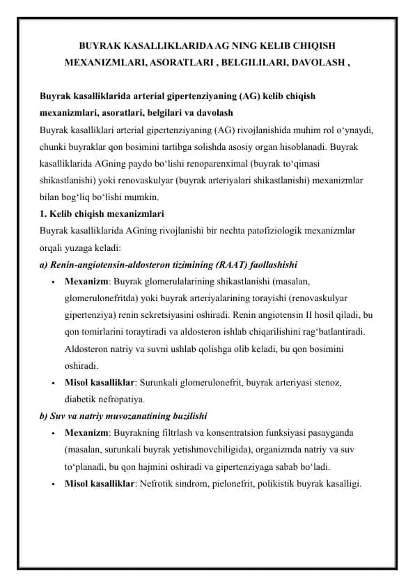 Buyrak kasalliklari arterial gipertenziya