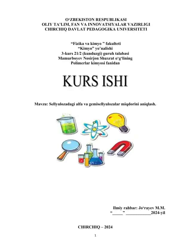 Sellyulozadagi alfa va gemisellyulozalar miqdorini aniqlash
