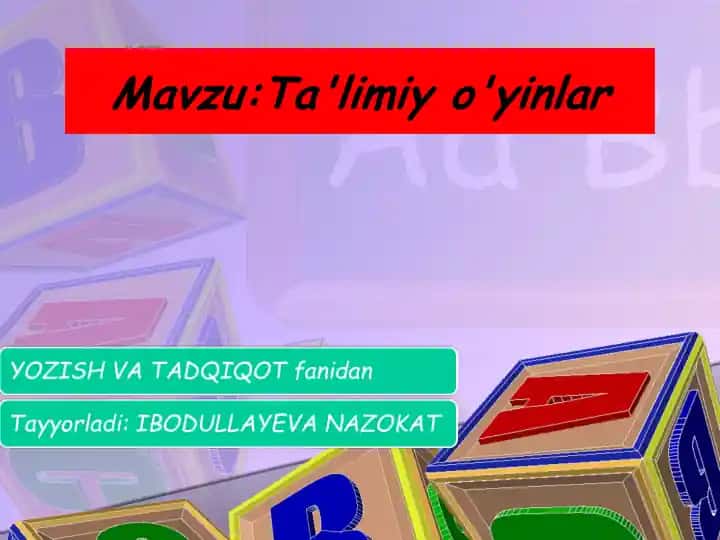 Ta'limiy o'yinlar