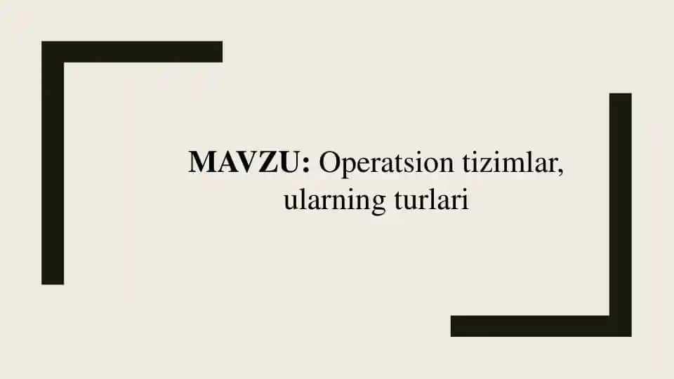 Operatsion tizimlar