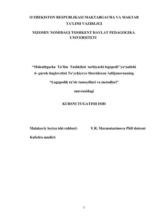 Logopedik ta’sir tamoyillari va metodlari