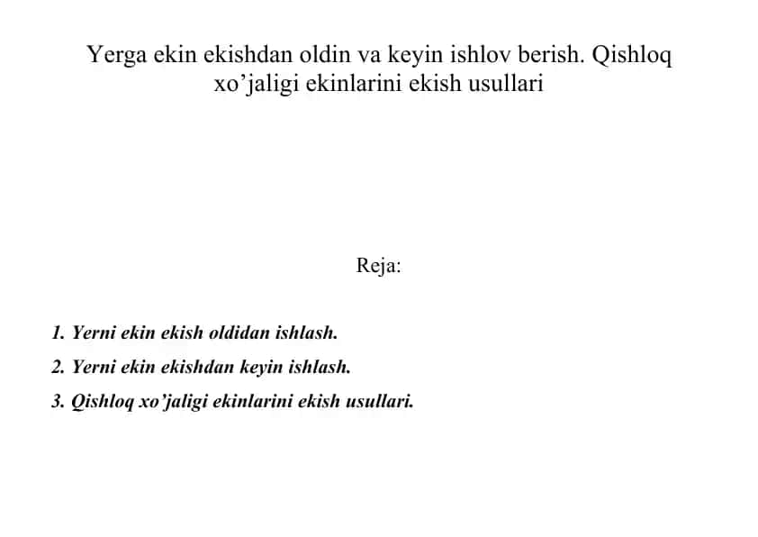 Qishloq xo’jaligi ekinlarini ekish usullari