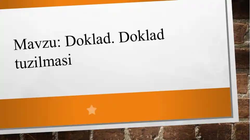 Doklad. Doklad tuzilmasi
