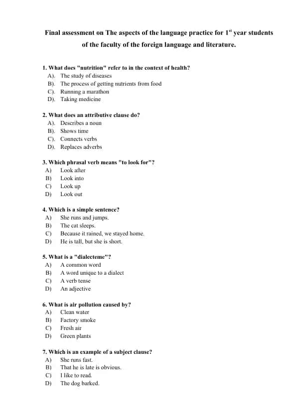 Language Practice Final Assessment