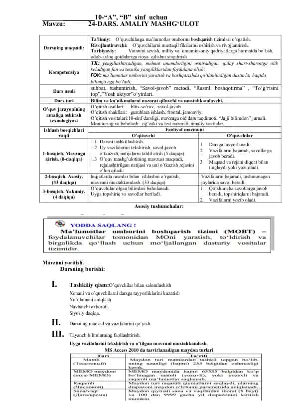 MS Access 2010 dars materiallari