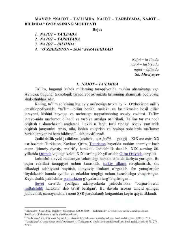 NAJOT – TA’LIMDA