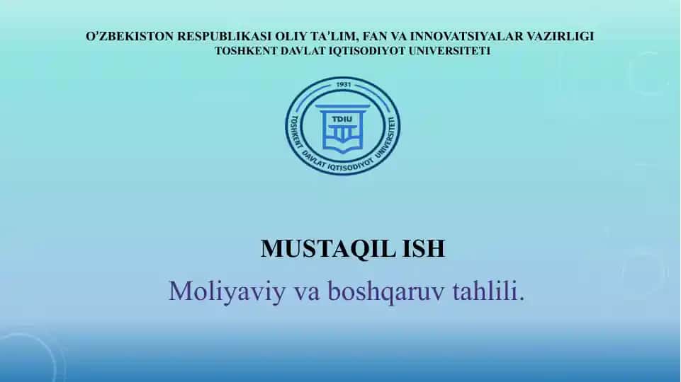 Moliyaviy va boshqaruv tahlili