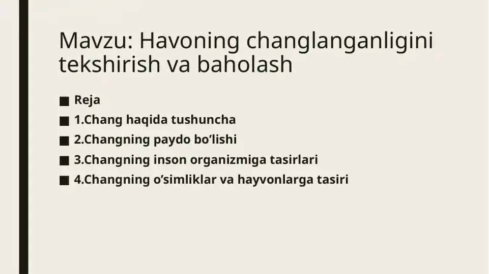 Havoning changlanganligini tekshirish va baholash