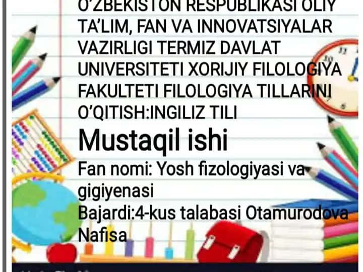 Yosh fizologiyasi var hygienasi