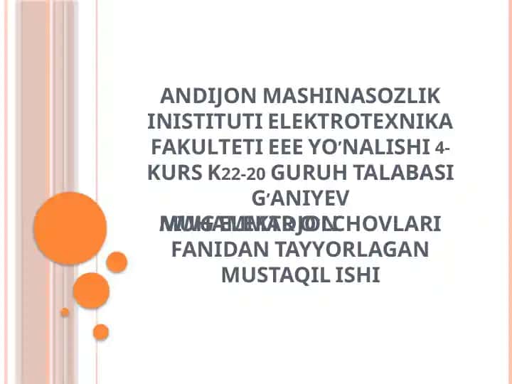 Uch fazali zanjirlarda aktiv va reakktiv quvvatni o’lchash