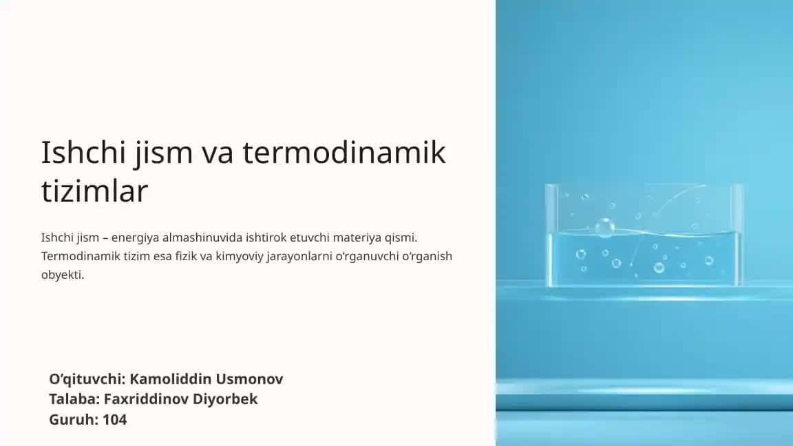 Ishchi jism va termodinamik tizimlar