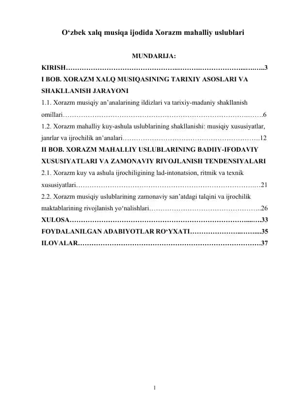 O‘zbek xalq musiqa ijodida Xorazm mahalliy uslublari