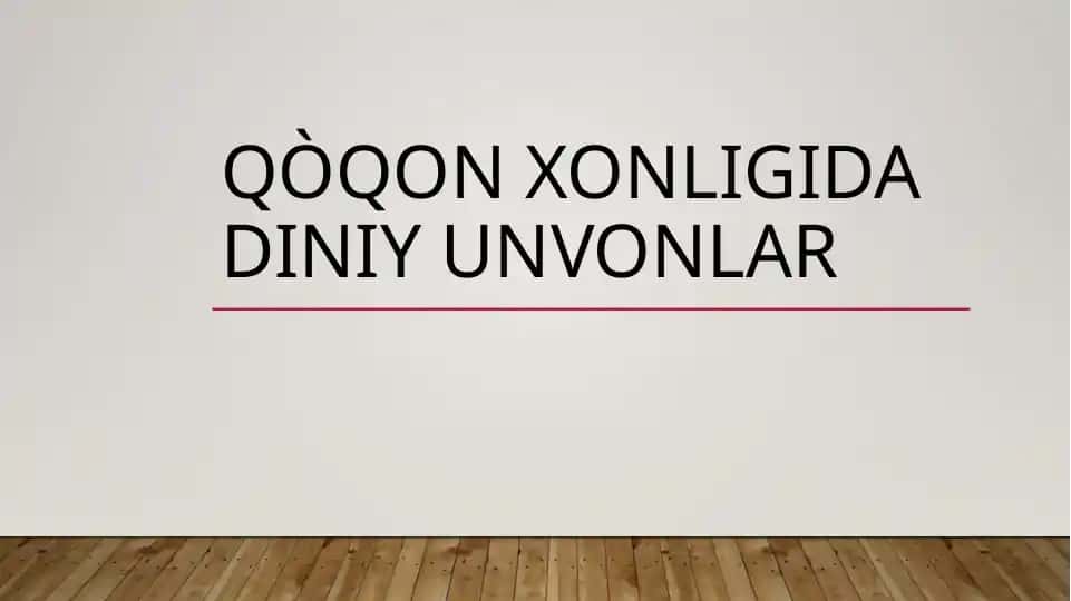 Qo'qon xonligida diniy unvonlar