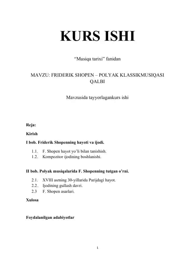 FRIDERIK SHOPEN – POLYAK KLASSIK MUSIQASI QALBI