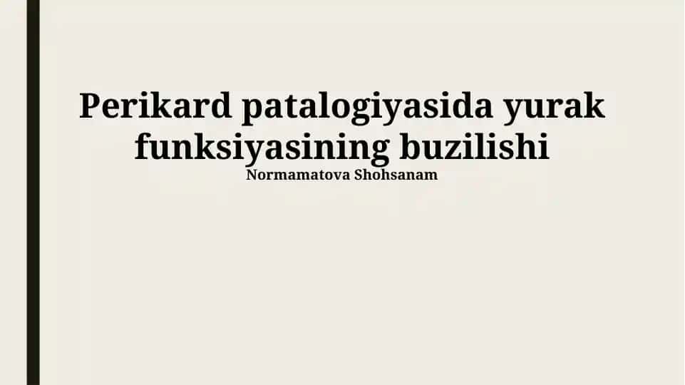 Perikard Patologiyasida Yurak Disfunksiyasining Patofiziologiyasi