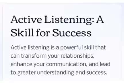 Active Listening: A Skill for Success
