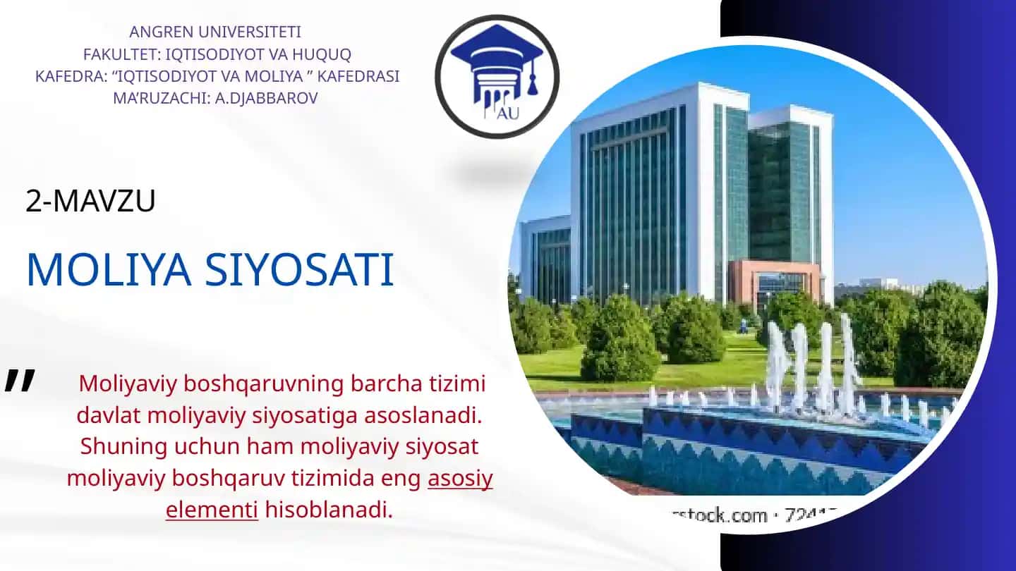 Moliyaviy siyosat mazmuni va prinsiplari