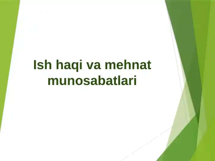 Ish haqi va mehnat munosabatlari