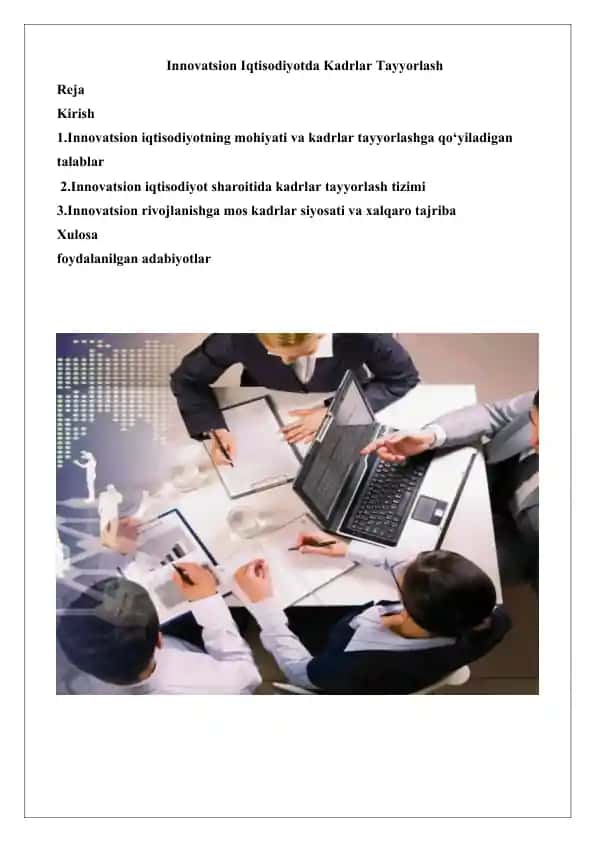 Innovatsion Iqtisodiyotda Kadrlar Tayyorlash