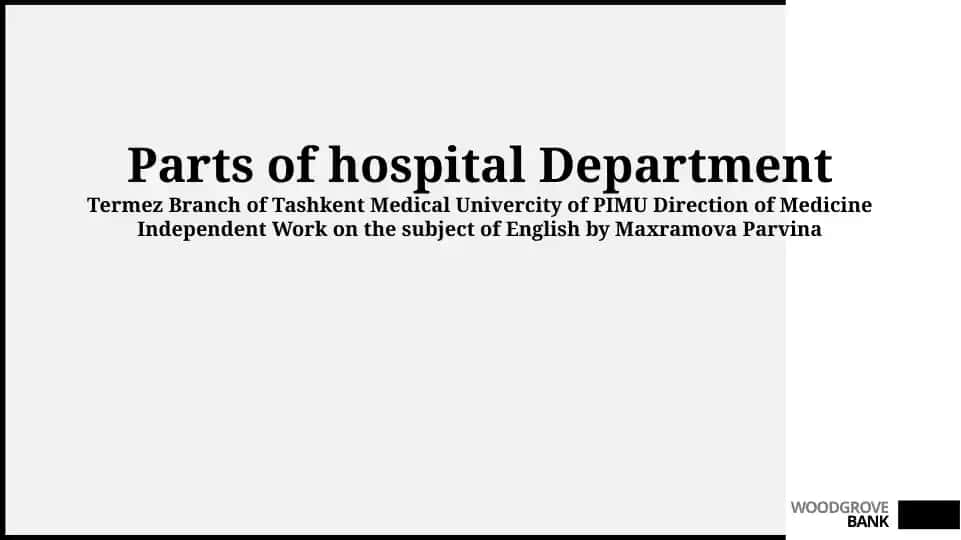 Hospital Department Parts