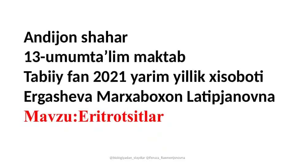 Eritrotsitlar yarim yillik xisoboti