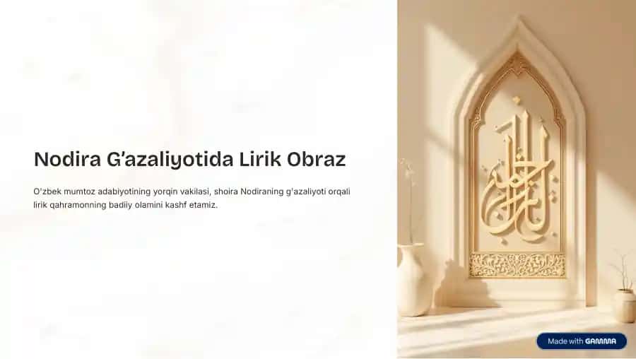 Nodira G'azaliyotida Lirik Obraz
