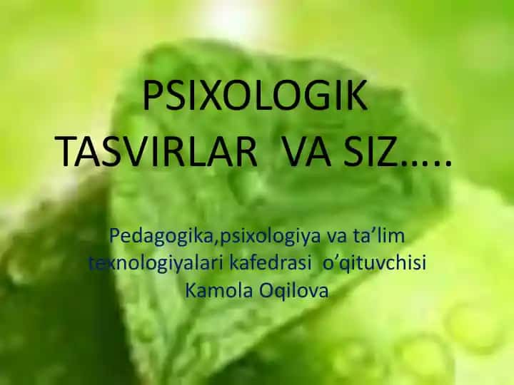 Psixologik tasvirlar va Siz...