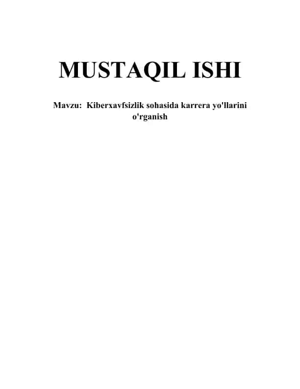 Kiberxavfsizlik sohasida karrera yo'llarini o'rganish