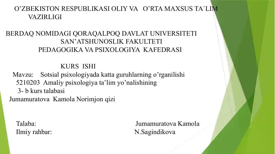 Sotsial psixologiyada katta guruhlarning o’rganilishi