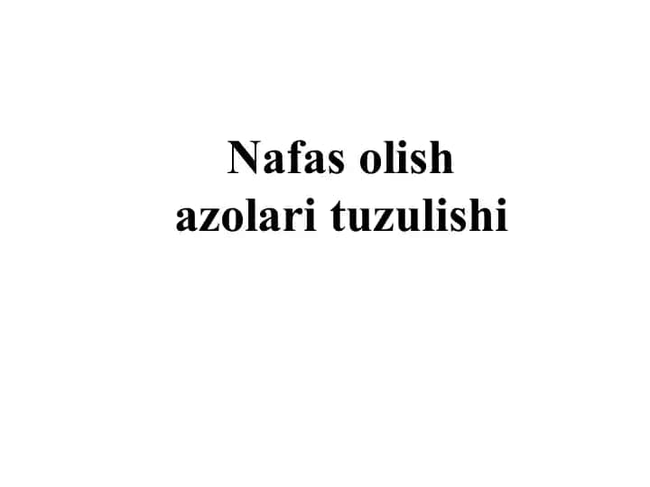Nafas olish azolari fiziologiyasi