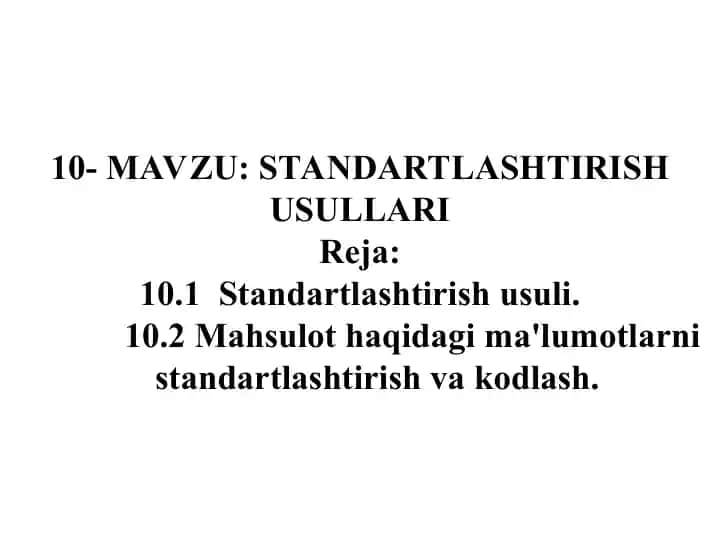 Standartlashtirish usullari