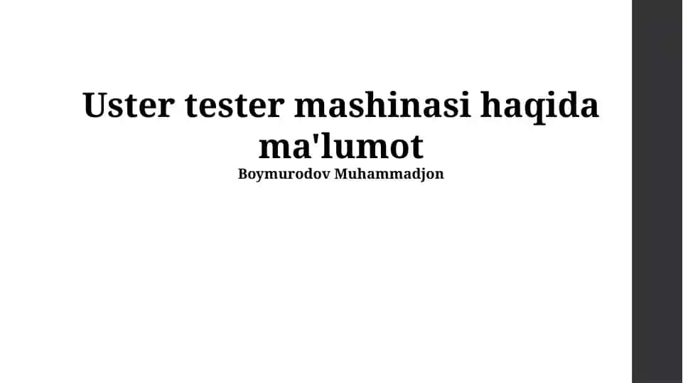 Uster Testing Mashinasi