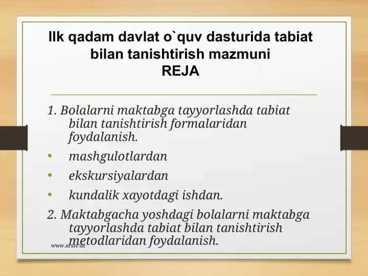 Tabiat bilan tanishtirish mеtodlari