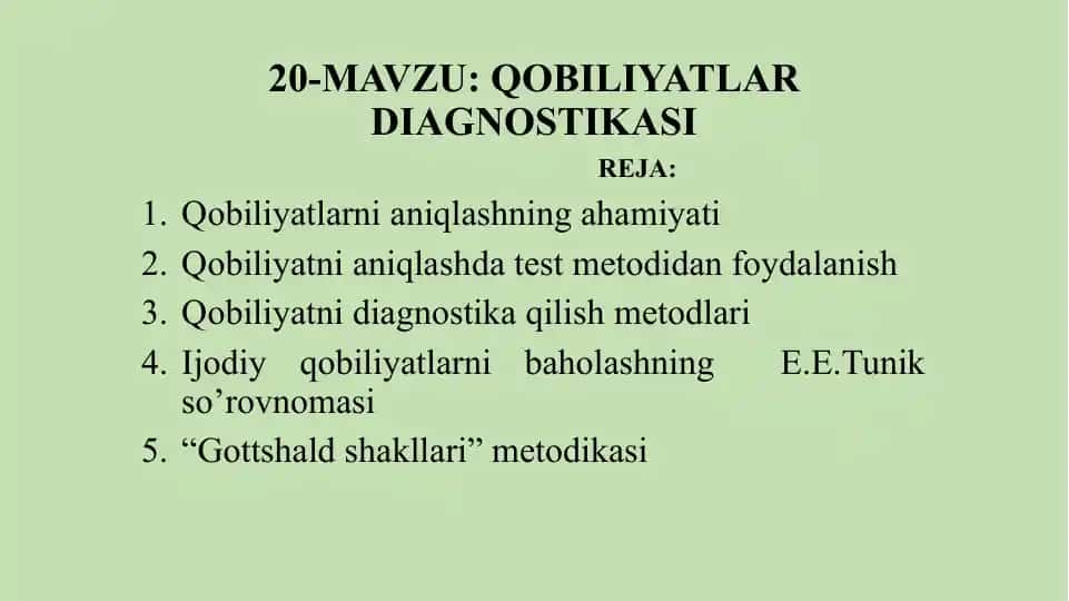 Qobiliyatlar Diagnostikasi