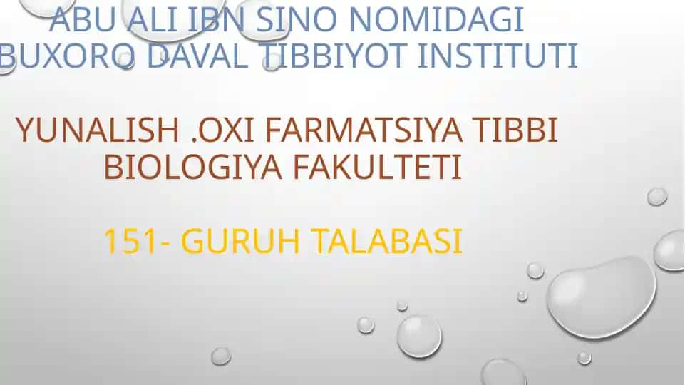 Buxoro Davlat Tibbiyot Institutisi talabasi