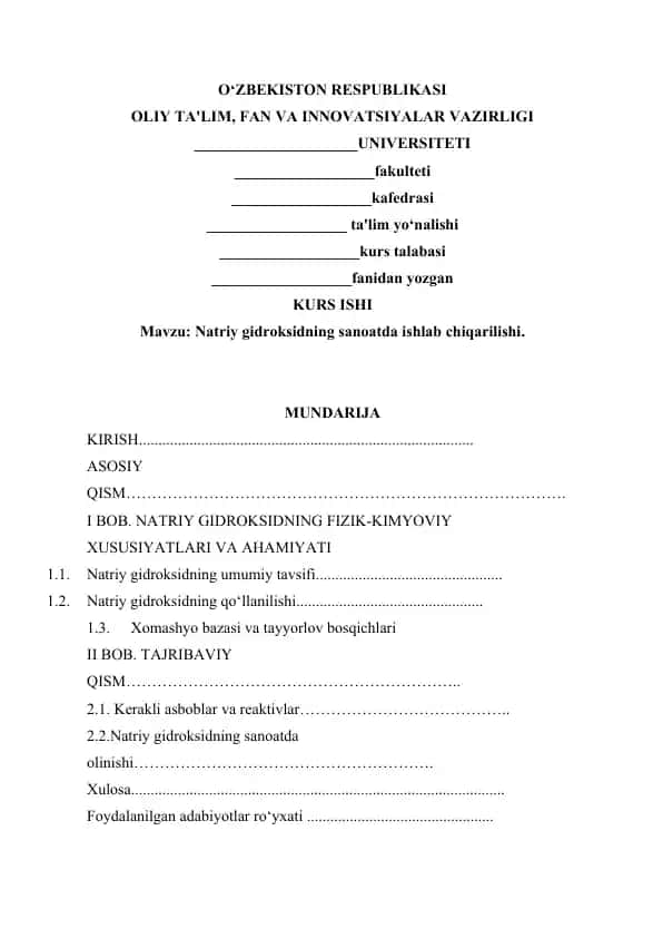 Natriy gidroksidning sanoatda ishlab chiqarilishi